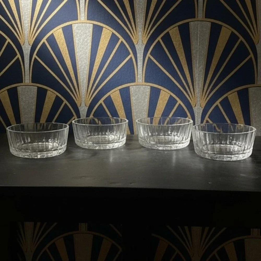 Pasabache Clear Cut‎ Glass Dessert Bowls, Set of 4, Vintage Turkish Dinnerware